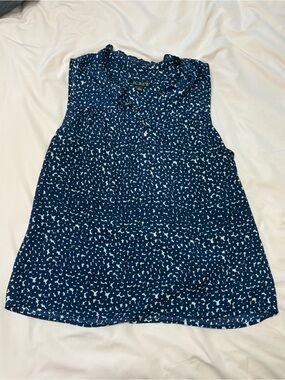 J. Crew Navy and White Sleeveless Printed Tank